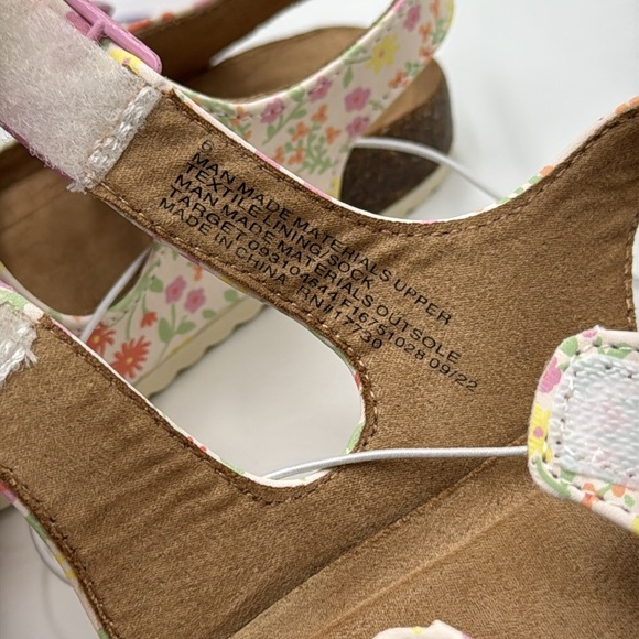 NWT Cat & Jack Toddler Reagan Floral Print Footbed Sandals Size 6 - Picture 10 of 11